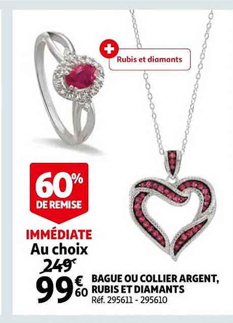 Bague Ou Collier Argent, Rubis Et Diamants