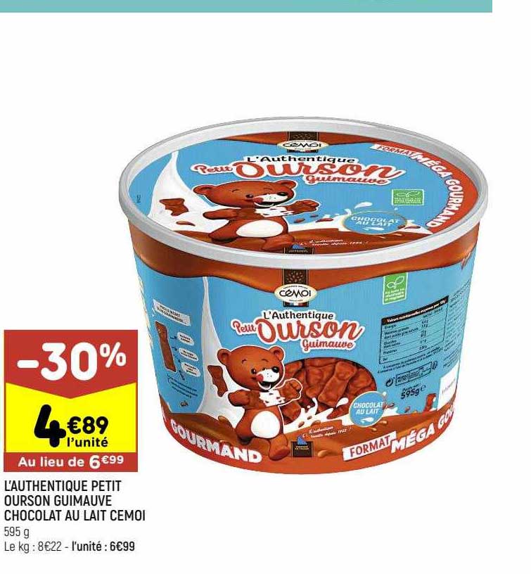 L'authentique Petit Ourson Guimauve Chocolat Au Lait Cémoi