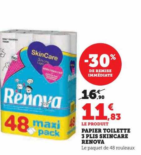 papier toilette 3 plis skincare renova