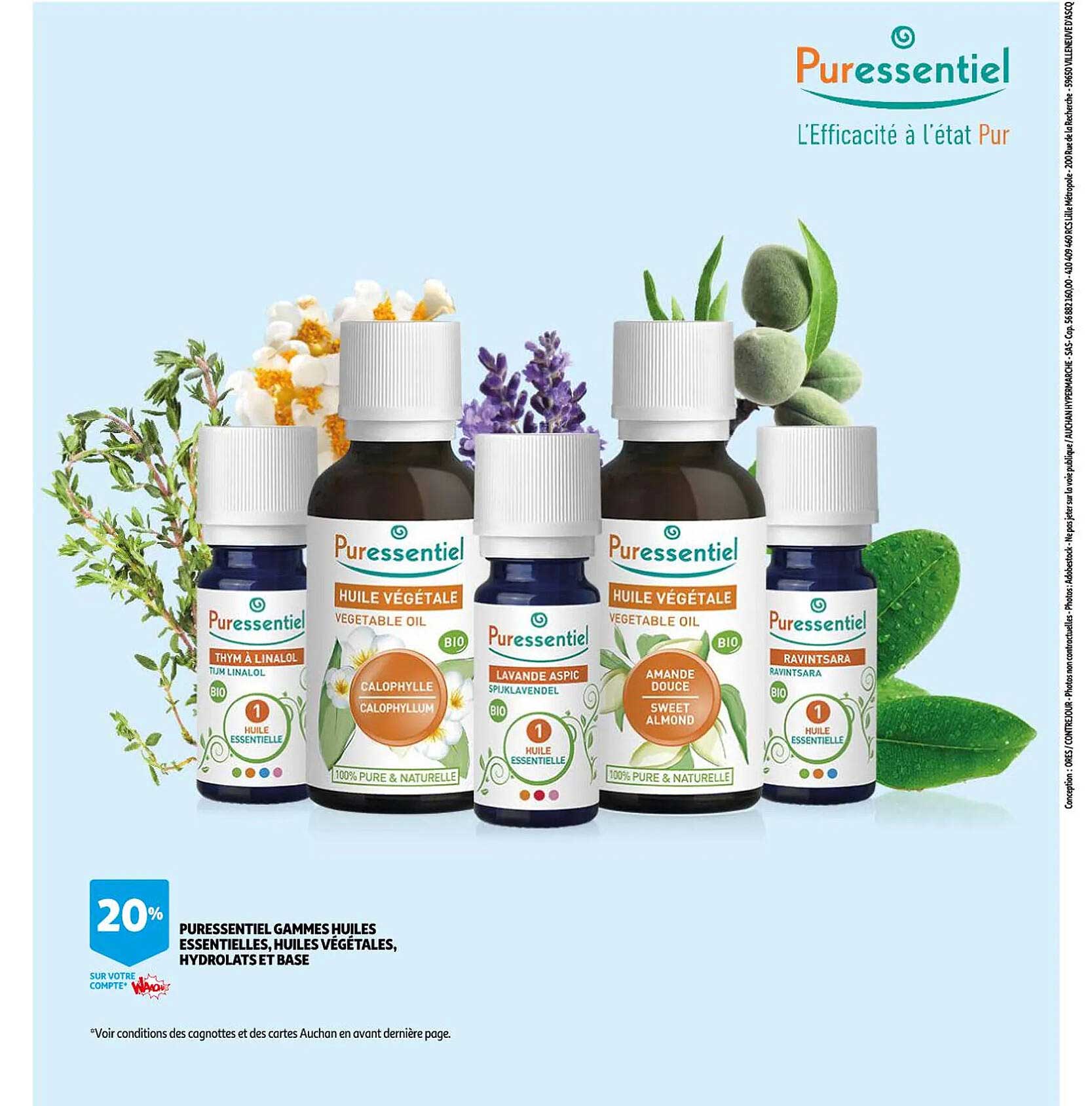 puressentiel gammes huiles essentielles, huiles végétales, hydrolats et base