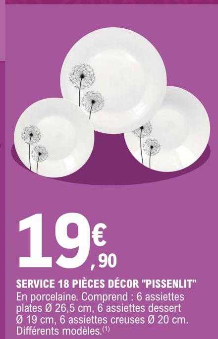 service 18 pièces décor "pissenlit"
