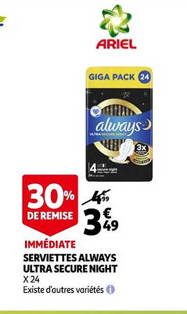 serviettes always ultra secure night