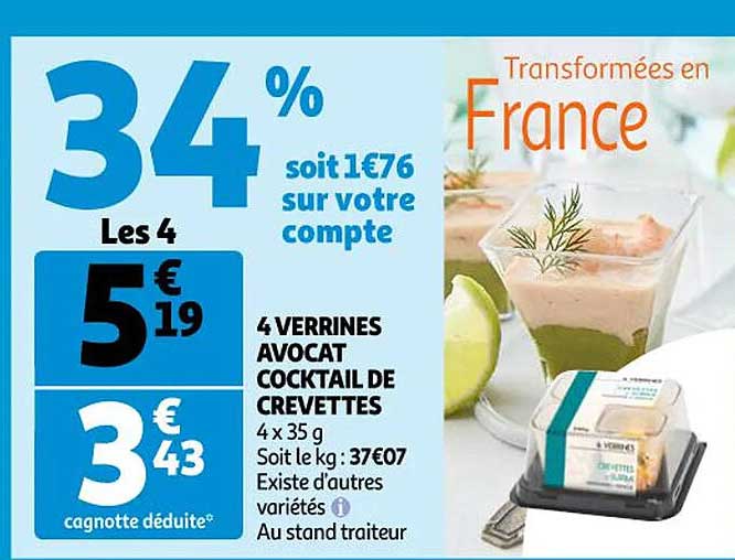 4 Verrines Avocat Cocktail De Crevettes