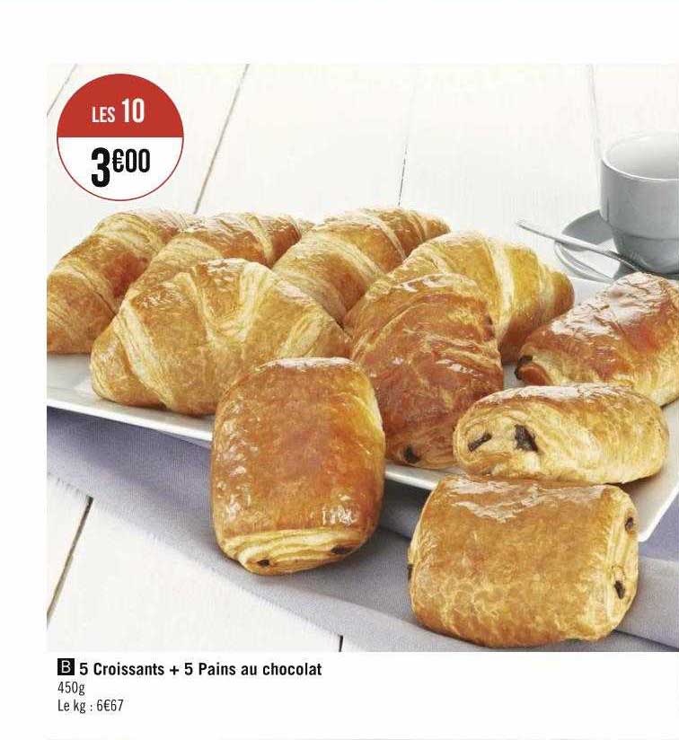 5 Croissants + 5 Pains Au Chocolat