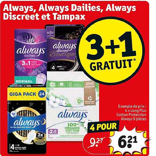 Always, Always Dailies, Always Discreet Et Tampax