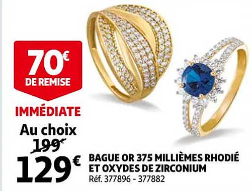 bague or 375 millièmes rhodié et oxydes de zirconium