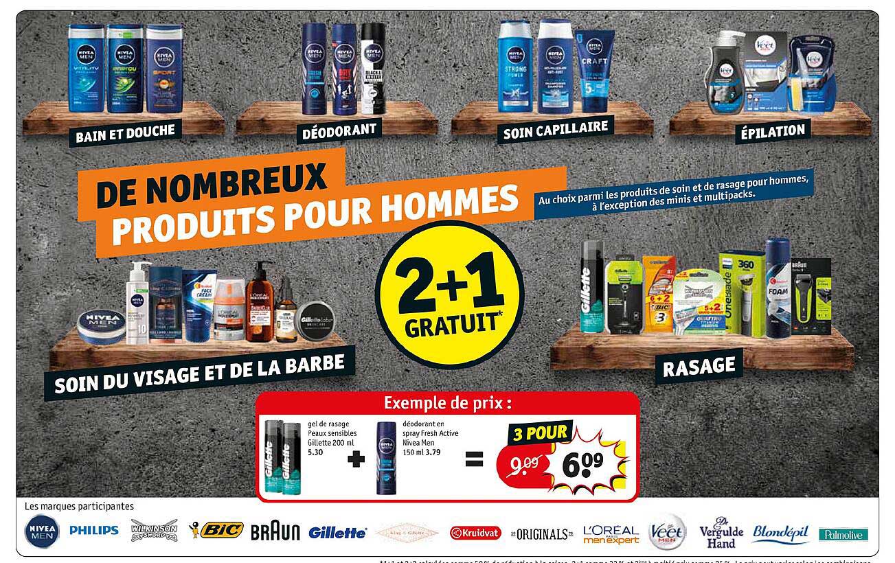 bain et douche, déodorant, soin capillaire, épilation, soin du visage et de la barbe, rasage