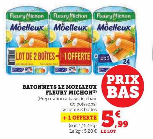 bâtonnets le moelleux fleury michon