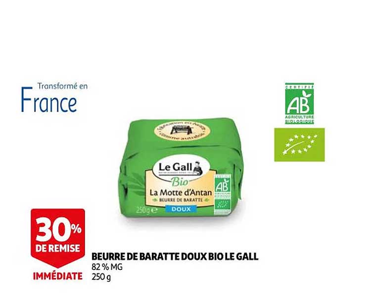 beurre de baratte doux bio le gall