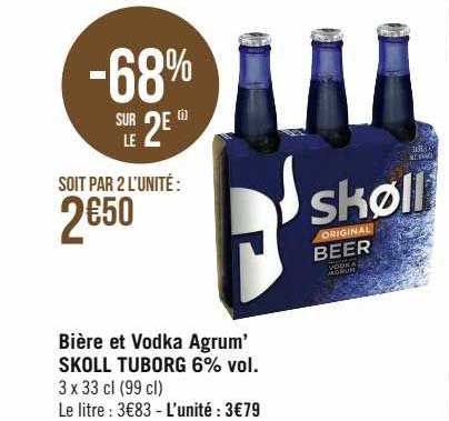 bière et vodka agrum' skoll tuborg 6% vol.