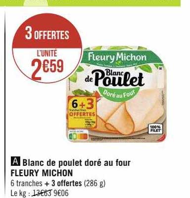 blanc de poulet doré au  four fleury michon