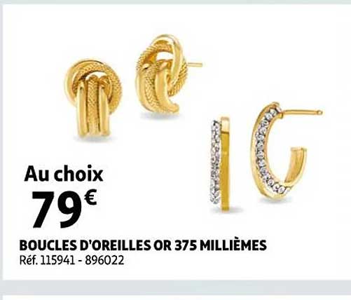 boucles d'oreilles or 375 millièmes
