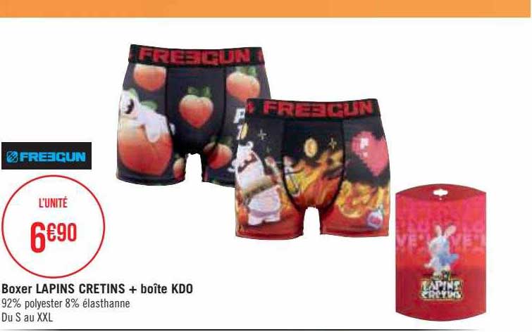boxer lapins cretins + boîte kdo freegun