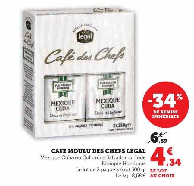 café moulu des chefs légal -34% de remise immédiate