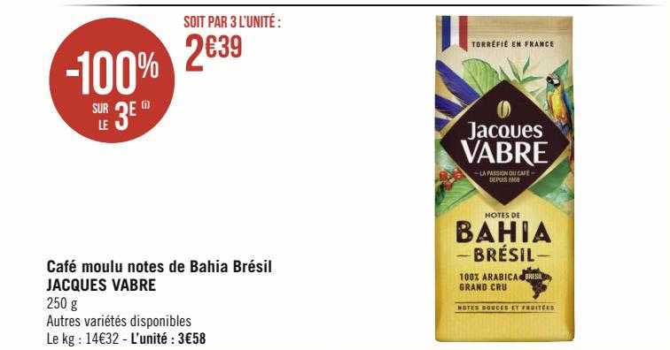 café moulu notes de bahia brésil jacques vabre