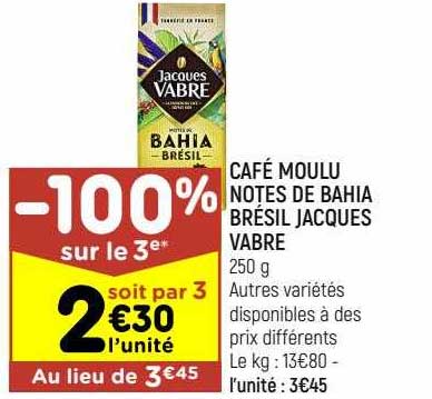 café moulu notes de bahia brésil jacques vabre