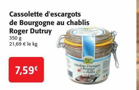 cassolette d'escargots de bourgogne au chablis roger dutruy