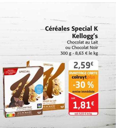 Céréales Spécial K Kellogg's Chocolat Au Lait Ou Chocolat Noir