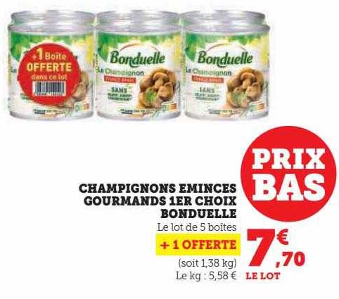 champignons émincés gourmands 1er choix bonduelle
