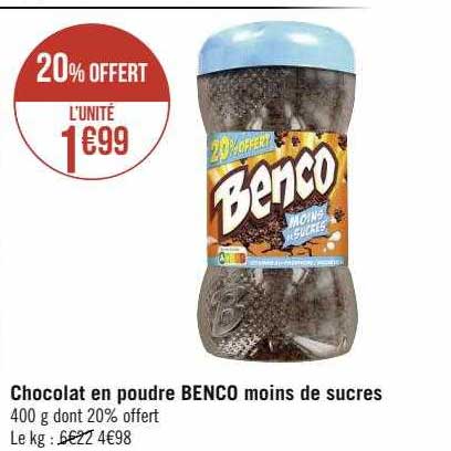 chocolat en poudre enco moins de sucres