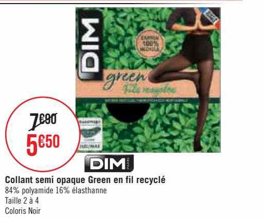 collant semi opaque green en fil recyclé dim