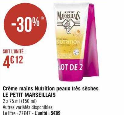 crème mains nutrition peaux très sèches le petit marseillais
