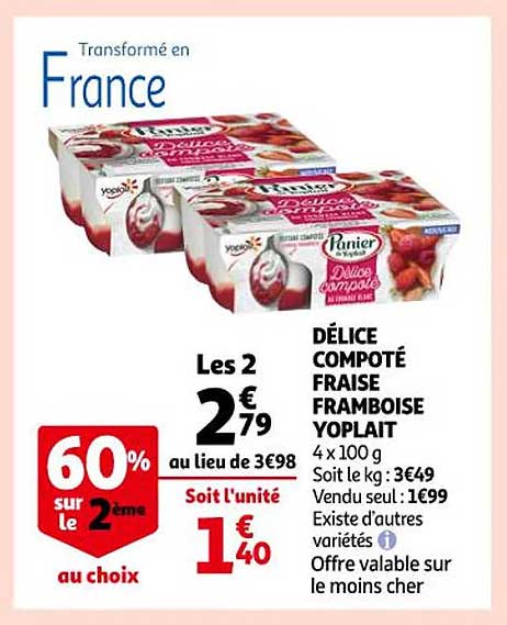 Délice Compoté Fraise Framboise Yoplait