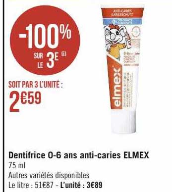 dentifrice 0-6 ans anti-caries elmex