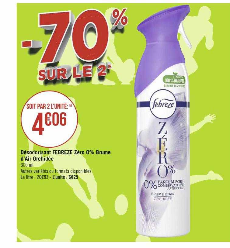 désodorisant febreze zéro 0% brume d'air orchidée