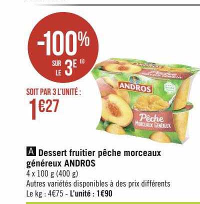 Dessert Fruitier Pêche Morceaux Généreux Andros