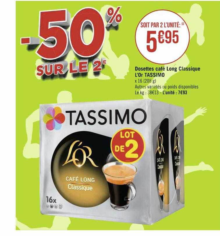 Dosettes Café Long Classique L'or Tassimo