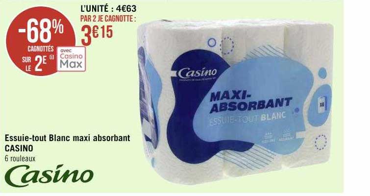 essuie-tout blanc maxi absorbant casino