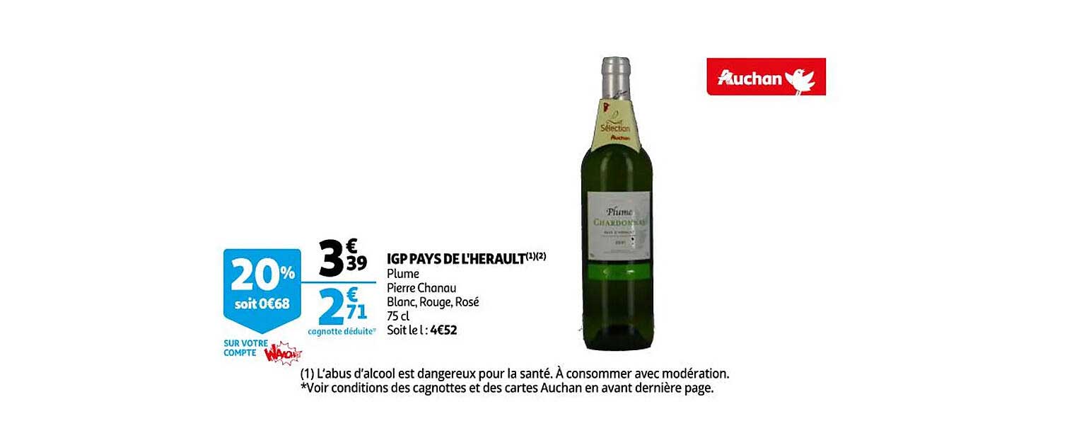 Igp Pays De L'hérault Plume Pierre Chanau Blanc, Rouge, Rosé