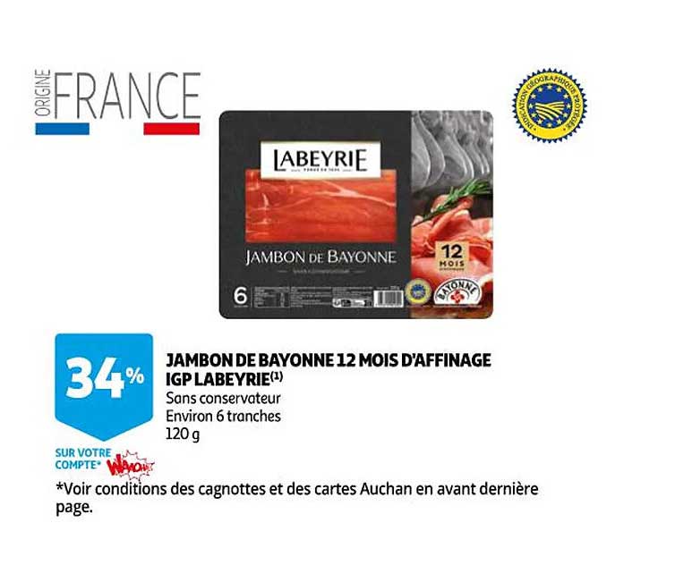 jambon de bayonne 12 mois d'affinage igp labeyrie