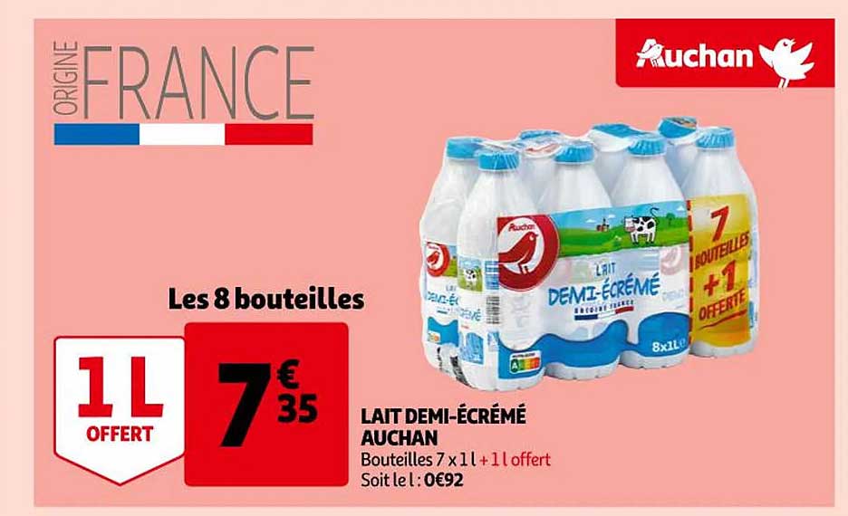 lait demi-écrémé auchan