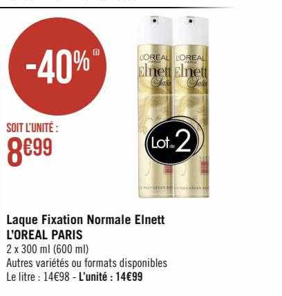 laque fixation normale elnett l'oréal paris