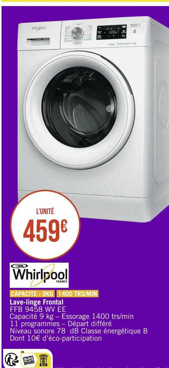 lave-linge frontal whirlpool