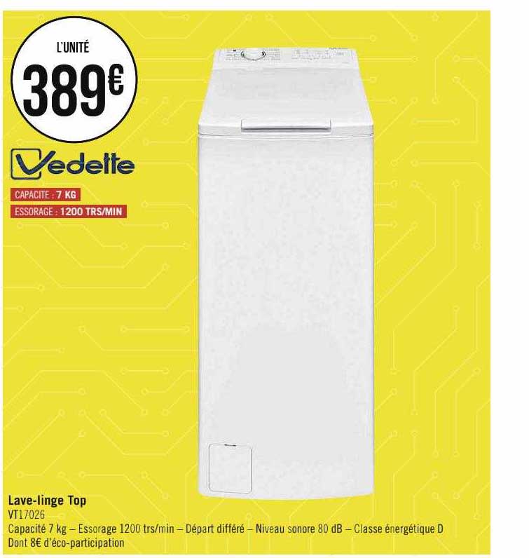 lave-linge top veddette