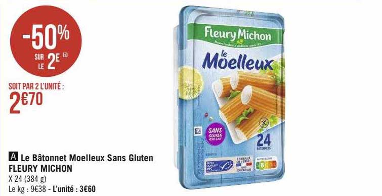 le bâtonnet moelleux sans gluten fleury michon