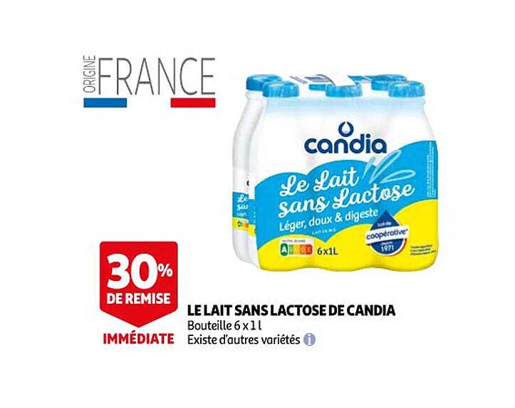 le lait sans lactose de candia