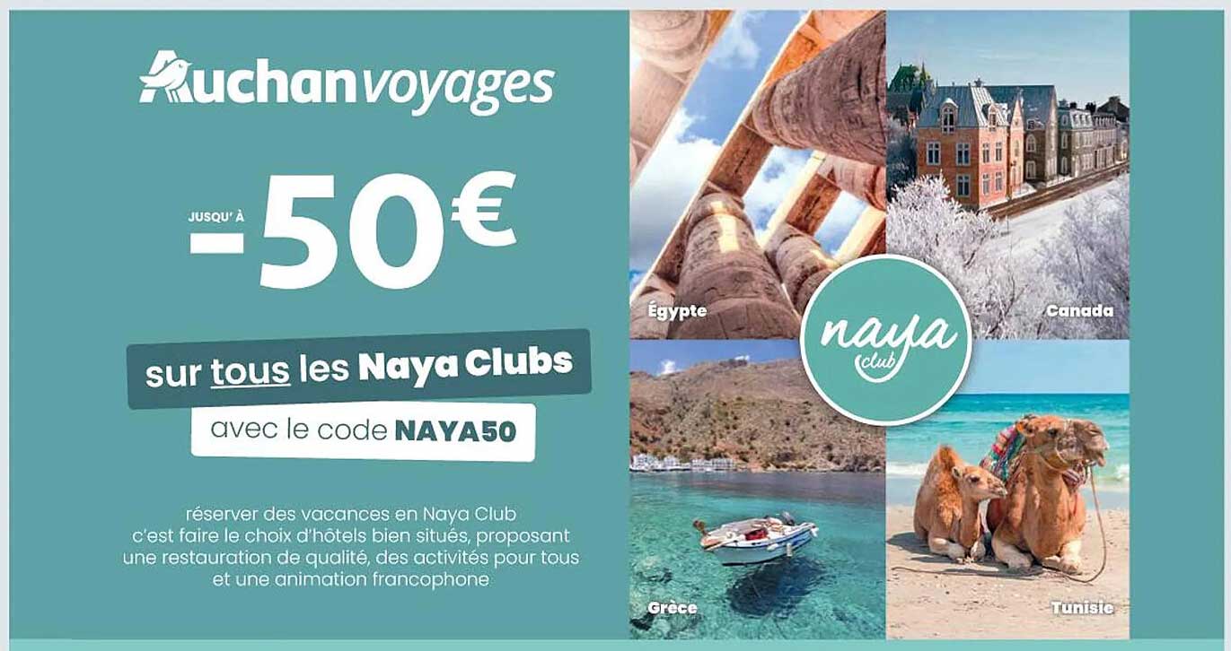 les naya clubs avec le code naya50