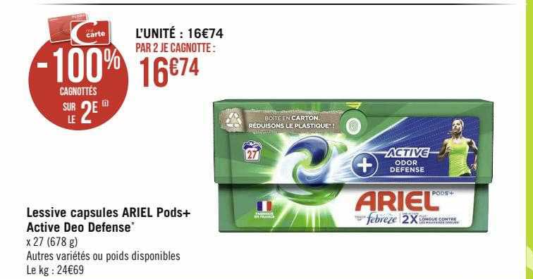 Lessive Capsules Ariel Pods+ Active Deo Defense