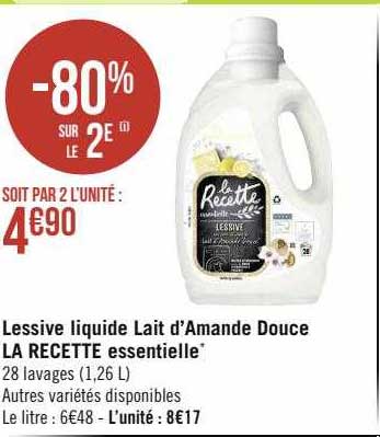 Lessive Liquide Lait D'amande Douce La Recette Essentielle