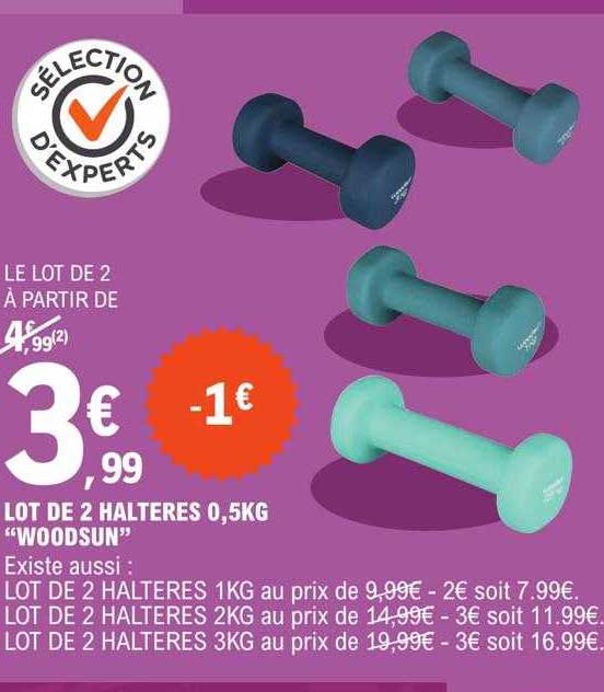 lot de 2 haltères 0,5 kg "woodsun"