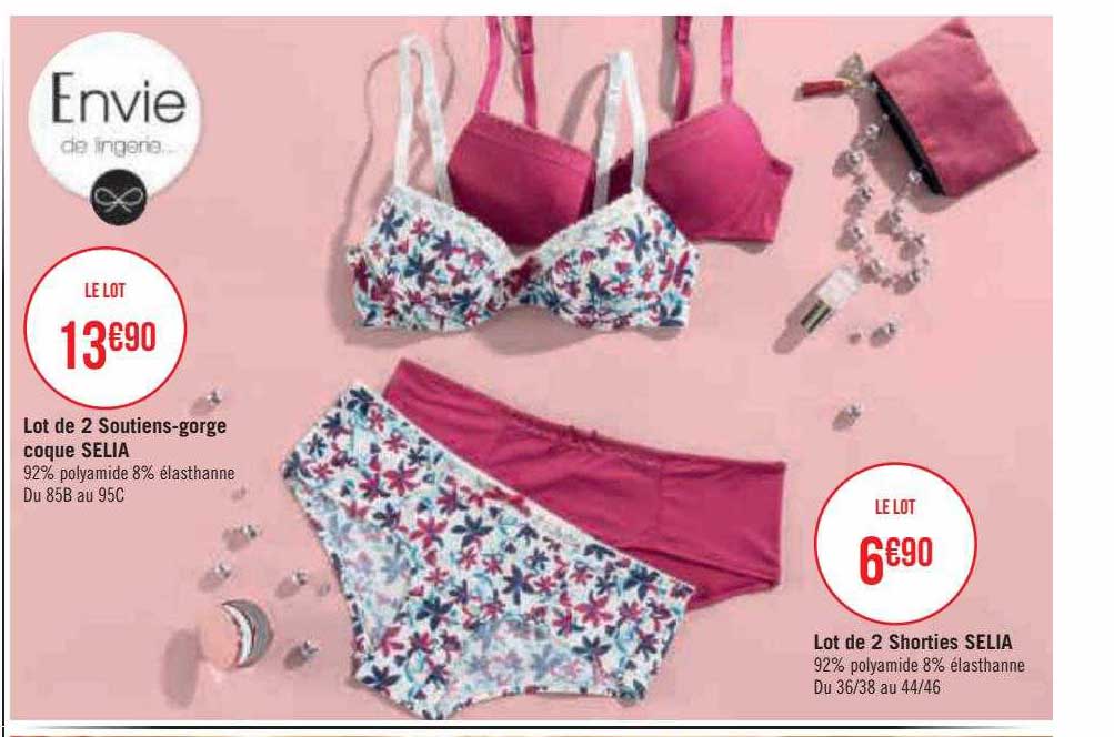 Lot De 2 Soutiens-gorge Coque Selia, Lot De 2 Shorties Selia Envie De Lngerie