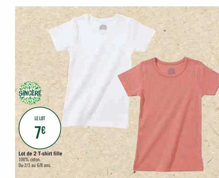 lot de 2 t-shirt fille sincère