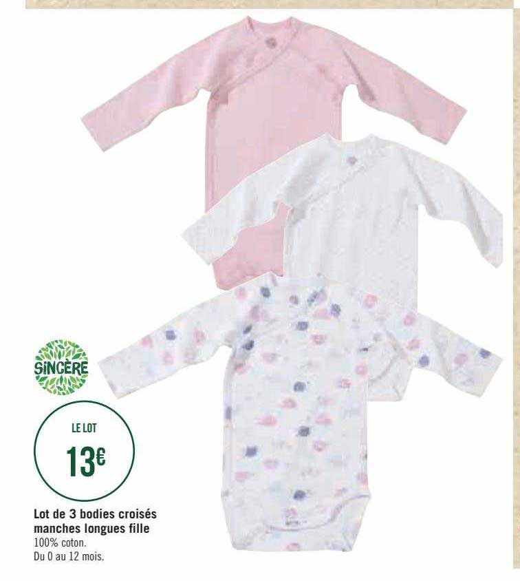 lot de 3 bodies croisés manches longue fille sincère