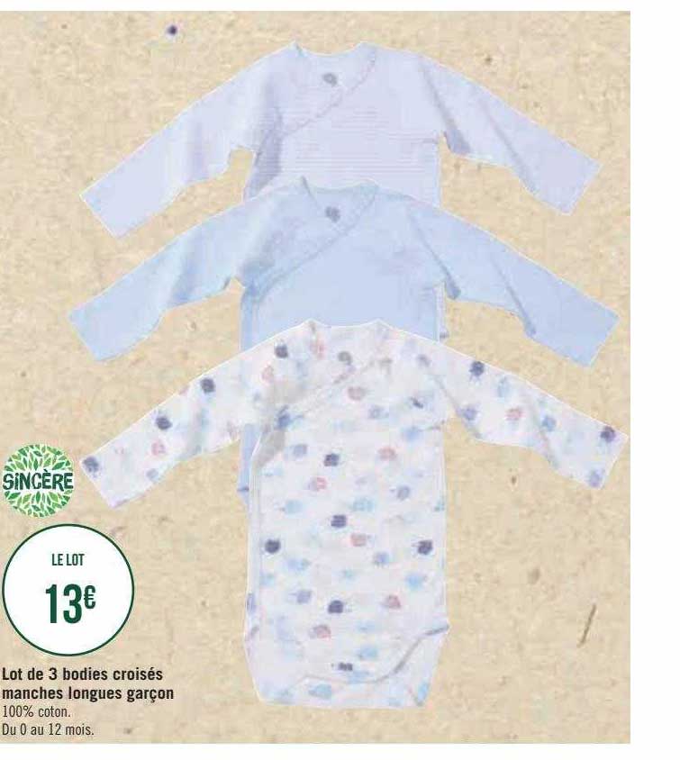lot de 3 bodies croisés manches longues garçon sincère