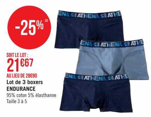 lot de 3 boxers endurance