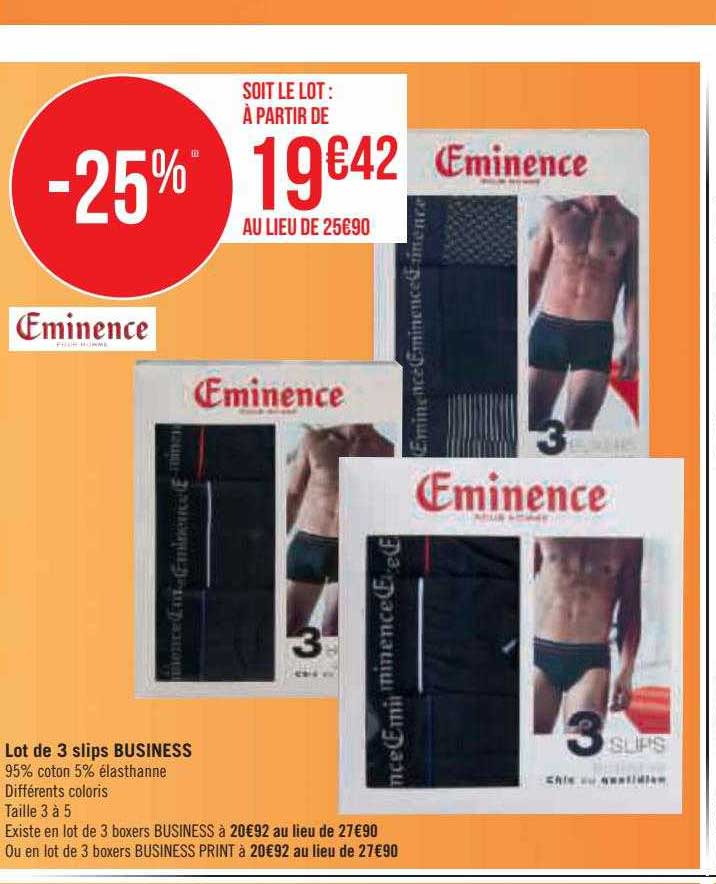 lot de 3 slips business éminence